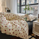 Xpoko Korean Style Bedding Set Boys Girls Twin Queen Size Duvet Cover Flat Sheet Pillowcase Bed Linen Kids Adult Fashion Home Textile