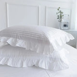 Xpoko White Flat Sheet Thickened 100% Cotton Bedding Sheets queen Lotus Leaf Flat Bed Sheet Duvet cover and pillowcases quilt case