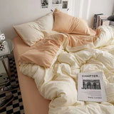Xpoko Ins Style Bedding Set Nordic Single Double Flat Sheet Duvet Cover Pillowcase Soft Microfiber Full Queen Size Bed Linen