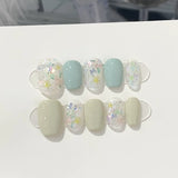 Xpoko 10Pcs Short Handmade Press On Nails Full Cover Colorful Summer Design Cute False Nails  Artificial Manicure Wearable Nail Tips