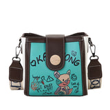 Xpoko Fashion Bags Graffiti Bear Wide Shoulder Bucket Bag