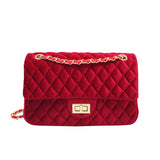 Xpoko Fashion Bags Solid Color Velvet Quilted Bag
