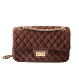 Xpoko Fashion Bags Solid Color Velvet Quilted Bag