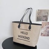 Xpoko Fashion Bags Canvas Fashion Printed Letters Large Capacity Shoulder Bag