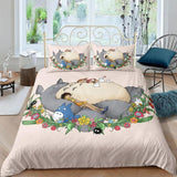 Xpoko back to school Anime Totoro Howl's Moving Castle Cosplay Bed Cover Duvet Cover Pillow Case 2-3 Pieces Sets Bedding Sets For Adult Kids Girft