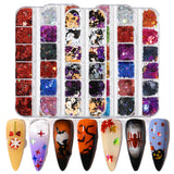 Xpoko Halloween Nail Halloween Nail Art Jewelry Glitter Sequins 3D Holographic  Skeleton Spider Pumpkin Bat Witch Ghost DIY Nail Art Nail Decoration