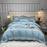 Xpoko Beige Hollow out Embroiderd Long Staple Cotton Bedlinens Bedding Set (Duvet Cover Flat Sheet Pillow Shams) Queen King Size