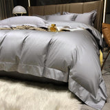 Xpoko Gray Egyptian Cotton Hotel Duvet Cover Fitted Bed Sheet Pillowcases 4pcs Solid Color Home Textile Bedding Set Queen King Size