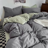 Xpoko back to school Grey And Matcha Duvet Cover Set 210x210 Quilt Cover With Pillowcase Home Bedroom Simple Style Bedding Setsingle Double