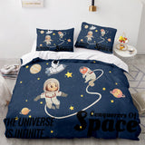 Xpoko back to school Space Astronaut Cartoon Duvet Cover Pillowcase Bedding Set Full Size Twin Queen King Bed Comforter Quilt Cover Set for Kids Boys