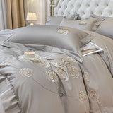 Xpoko Luxury Flowers Embroidered Bedding Set 4pcs Princess Wedding 100%Cotton Duvet Cover Bed Sheet Pillowcases King Queen Size