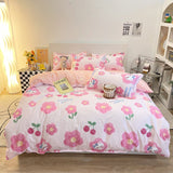 Xpoko back to school Small Fresh Floral Pattern Duvet Cover 220x240,Queen King Size Quilt Cover with Pillowcase/Sheet,Super King Size Bedding Set