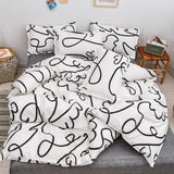 Xpoko back to school Abstract Style Bedding set，220x240 Duvet Cover With Pillowcase, 210x210 Quilt Covers ,Black and White Blanket Cover,king Bed Set