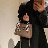Xpoko Fashion Bags Leather Silk Scarf Handle Handbag