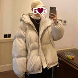 Xpoko New original winter 2024 thickened hooded bread coat and cotton coat for men ins couple Korean version loose cotton coat for men