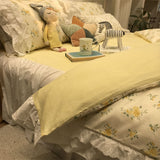 Xpoko  -  Romantic sweet yellow flower bedding set,american rustic double cotton full queen home textile bed dress pillowcase duvet cover