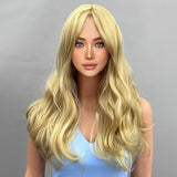 Xpoko Halloween 22-Inch Black Gradient Light Blonde Long HairLayered Synthetic Wig Beautiful And Elegant Women's Fashion Wig Daily Use