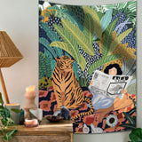 Xpoko Jungle Tiger & Girl Wall Tapestry