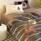 Xpoko  -  High-end Embroidered Autumn Winter Warm Bedding Set Soft Warm Artificial Rabbit Velvet Duvet Cover Set Warmth Blanket Cover Sets