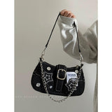 Xpoko back to school Y2k Fashion Women's Handbags Stars Pattern Cool Girls Underarm Bag Fashion Canvas Female Small Shoulder Bags Chain Tote Purses