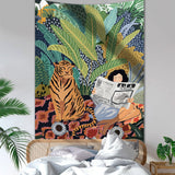 Xpoko Jungle Tiger & Girl Wall Tapestry