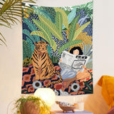 Xpoko Jungle Tiger & Girl Wall Tapestry