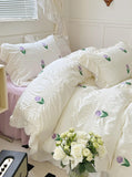 Xpoko Coquette Room Tulip Ruffle Bedding Set