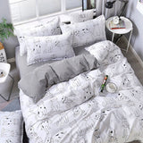 Xpoko Fashion Bedding Set White Green Double Bed Linens Quilt Duvet Cover Pillowcase Queen Size Flat Sheet Classic Grid for Girl Boy