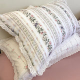 Xpoko  -  Vintage Countryside Floral Lace Ruffles Duvet Cover Set, Pillowcases with Bed Sheet, Fitted Sheet, Girls Bedding Set