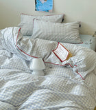 Xpoko Japanese Cozy Plaid Bedding Set