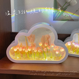 Xpoko Kawaii Cloud Mirror Tulip Night Light Christmas Thanksgiving gifts