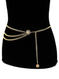 Xpoko Long Tassel Waistbands Hip Jewelry Body Chain Metal Link Waist Chain Belt