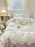 Xpoko Coquette Room Tulip Ruffle Bedding Set