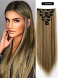 Xpoko Clip In Hair Extensions 16 Clips 24 Inch 7pcs Set Black Long Straight Hair Extension For Women Synthetic Hair Extensions