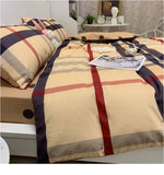 Xpoko 100%Cotton Bedding Set Luxury Brown Plaid Stripe Pattern Pillow Cover Sheet Quilt Cover Boys'/ girls' Bedroom Queen King Twin