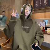 Xpoko Hooded sweatshirt suede heavyweight American autumn and winter style plus velvet thickening trendy brand oversize couple jacket