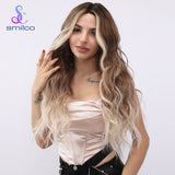 Xpoko Women Long Natural Wavy 28'' Middle Part Synthetic Fiber Costume Cosplay Daily Hair Wigs Lace Front Wig