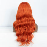 Xpoko Synthetic Lace Front Wigs For Women Highlight Orange Body Wave 26â€?Wig Ombre Blonde Ginger Lace Wig Synthetic Cosplay Wig