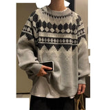 Xpoko Autumn and winter round neck sweater for men loose lazy and versatile sweater Korean style trendy personalized bottoming sweater