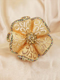 Xpoko Adjustable Flower Shape Hollow Rhinestone Rings Accessories