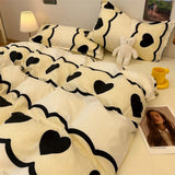 Xpoko INS Cream Style Bedding Set Duvet Cover Soft Queen Full Twin Size Floral Flat Bed Sheet Girls Pastoral Quilt Cover Pillowcase