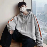 Xpoko New versatile loose hooded sweatshirt for men spring and autumn Korean style trendy casual pullover jacket trendy brand  y2k top