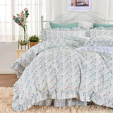 Xpoko  -  Fresh pastoral ruffle bedding sets,twin full queen king cotton american country bedclothes bedspreads pillow case quilt cover