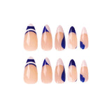 Xpoko Blue White Matching False Nails