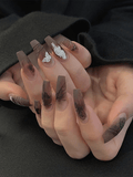 Xpoko Black Abstract Print False Nails