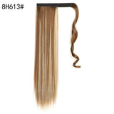 Xpoko 22Inch Straight Ponytail Hair Synthetic Extensions Heat Resistant Hair Wrap Around Pony Hairpiece for Women Daily Use