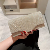 Xpoko back to school Ladies Glitter Silver Clutch Bag Envelope Evening Bag Fashion Elegant Long Purse Women Chain Shoulder Bags Wedding Party Handbag