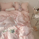 Xpoko Bedding Set Lace Duvet Cover Pillow Case Bed Sheet girl style bed skirt  for Single Double King Queen Size Bed Cover