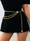 Xpoko Long Tassel Waistbands Hip Jewelry Body Chain Metal Link Waist Chain Belt