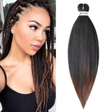 Xpoko Pre Stretched Woven Hair Extension 26 Inch Knot Free Box Braid Professional Synthetic Crochet Woven Natural EZ Braid